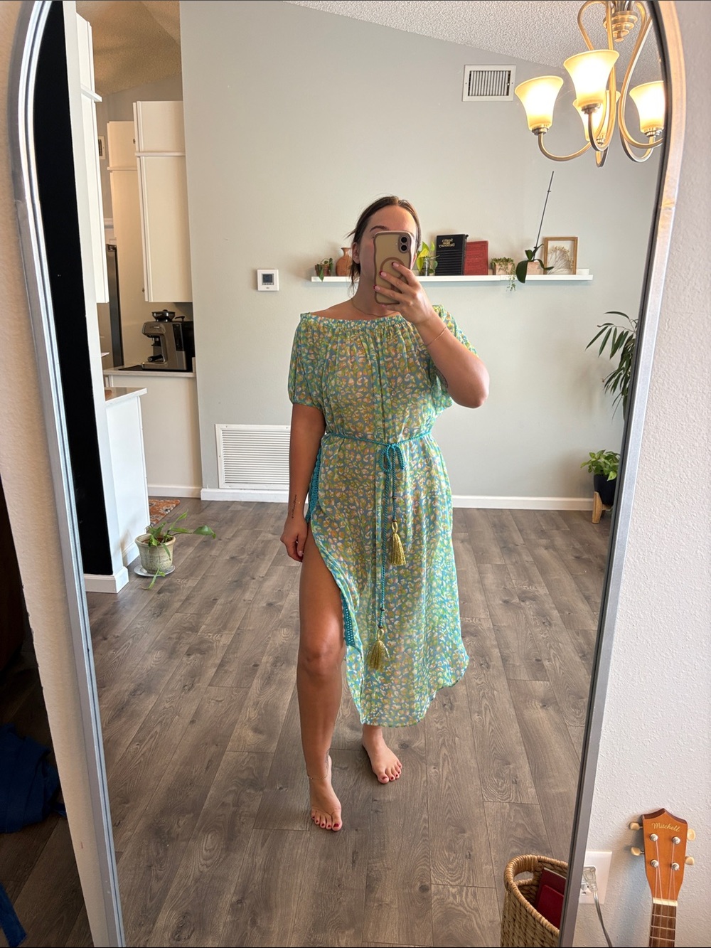 Ramy Brook Asymmetrical Dress in Green and Blue Floral